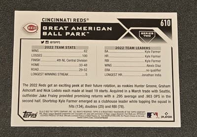 2023 Topps #610 Cincinnati Reds 582 Montgomery Club - Thumbnail 2