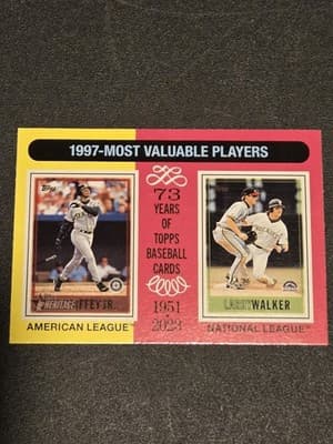 2024 Topps Heritage #200 1997 MVPs (Ken Griffey Jr. / Larry Walker) MVP - Image 1