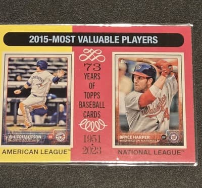 2024 Topps Heritage #208 2015 MVPs (Josh Donaldson / Bryce Harper) MVP - Image 1