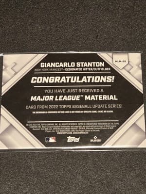 2022 Topps Update #MLM-GS Giancarlo Stanton Major League Material Relics - Thumbnail 2