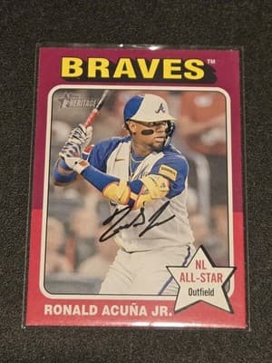 2024 Topps Heritage #321 Ronald Acuña Jr. Red Border - Image 1