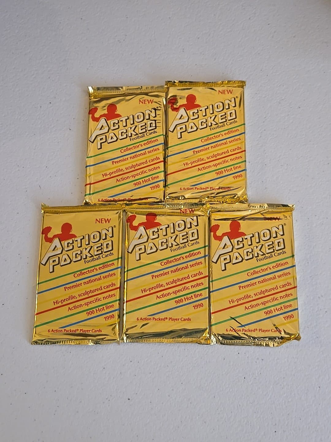 Lot Of 5 action packed football card Packs 1990 - Image 1