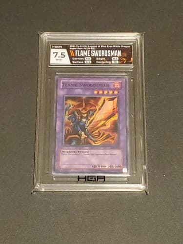 Yu-gi-oh Graded Flame Swordsman Holo Legend Of Blue Eyes Set HGA Graded With 7.5 - Image 1