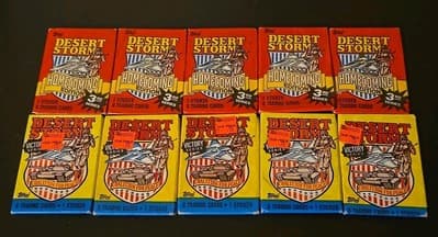 1991 Topps Desert Storm Packs Lot Of 10 8 Cards Per Pack And 1 Sticker Per Pack - Image 1