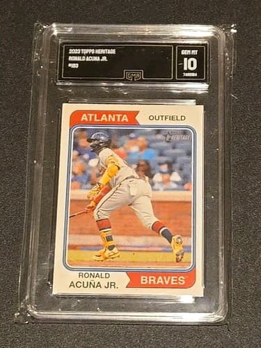 2023 topps heritage ronald acuna jr 183 GMA Graded With A Gem Mint 10 - Image 1