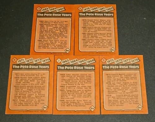 Lot Of 5 Pete Rose Years Cards - Thumbnail 2
