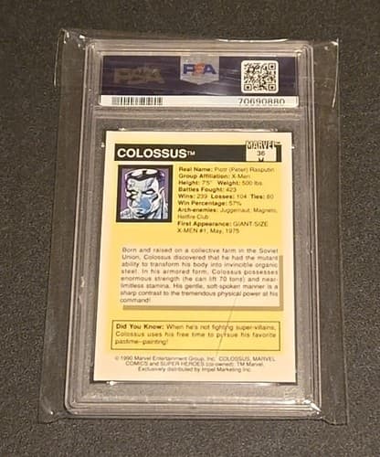 1990 Marvel Universe Colossus Card Psa Graded With A 6 Ex-mint - Thumbnail 2