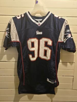 Reebok NFL Equipment Patriots Jersey Mens XL 96 Thomas Authentic Navy Game - Thumbnail 3