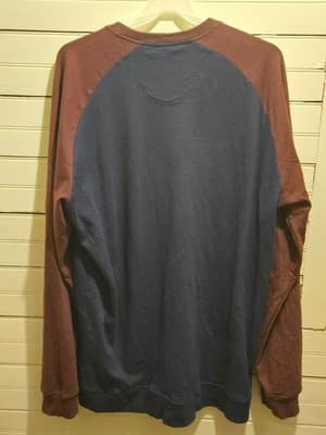 Izod Sweatshirt Mens 3XLT Navy Brown Raglan Long Sleeve Performance Stretch - Thumbnail 3