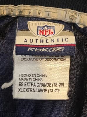 Reebok NFL Equipment Patriots Jersey Mens XL 96 Thomas Authentic Navy Game - Thumbnail 2