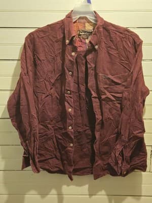Marlboro Classics Shirt Mens L Long Sleeve Button Front Burgundy Casual Pocket - Image 1