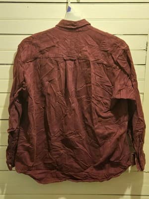 Marlboro Classics Shirt Mens L Long Sleeve Button Front Burgundy Casual Pocket - Thumbnail 3