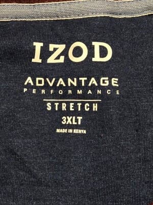 Izod Sweatshirt Mens 3XLT Navy Brown Raglan Long Sleeve Performance Stretch - Thumbnail 2
