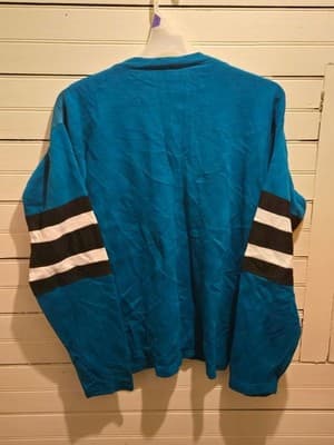 Rawlings Sweatshirt Mens M Teal Long Sleeve Striped Sleeves Script Logo Athletic - Thumbnail 4