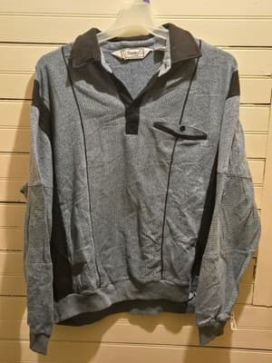 Classics Pullover Sweatshirt Mens XL Blue Collared Pocket Long Sleeve Ribbed - Image 1