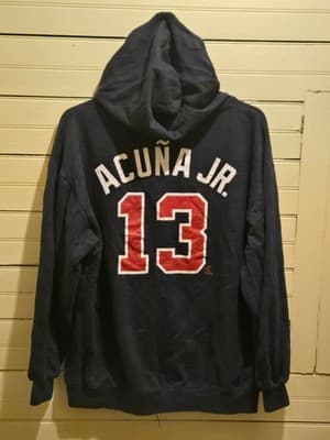 MLB Genuine Merchandise Atlanta Braves Hoodie Men's XL Acuna Jr 13 Navy Full Zip - Image 1