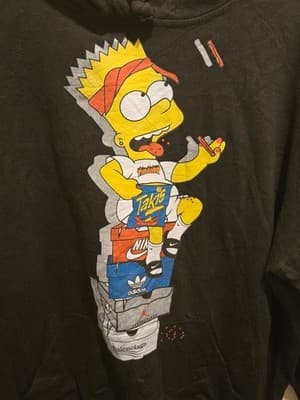 Bart Simpson Hoodie Jon Lauren Apparel Men's XL Black Takis Nike Adidas Jordan - Thumbnail 3