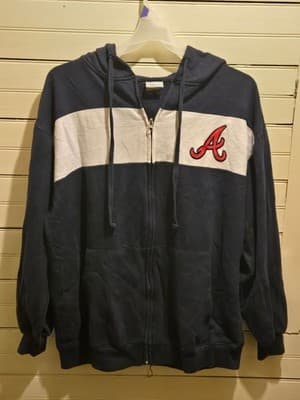 MLB Genuine Merchandise Atlanta Braves Hoodie Men's XL Acuna Jr 13 Navy Full Zip - Thumbnail 2
