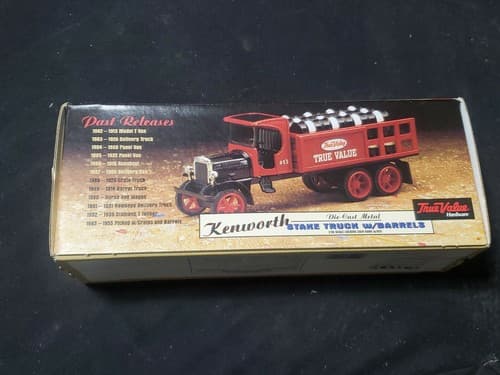 Ertl Die-cast Metal Kenworth True-Value Stake Truck W/barrels coin bank - Thumbnail 2