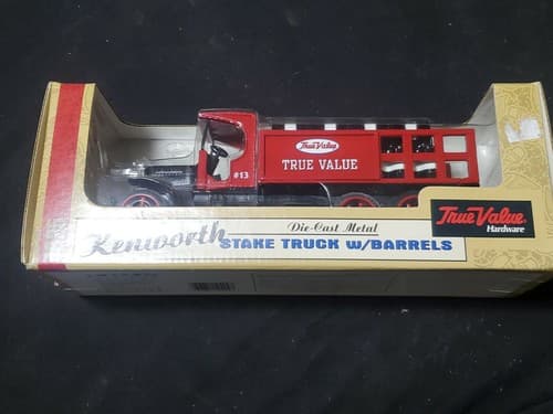 Ertl Die-cast Metal Kenworth True-Value Stake Truck W/barrels coin bank - Image 1