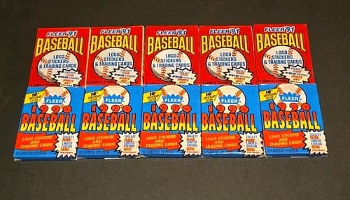 Lot Of 10 Baseball Card Packs Fleer 90/91 Lot Of 145 Cards - Image 1