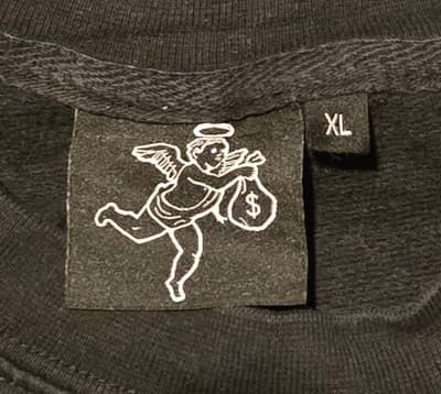 Cherub Embroidered Sweatshirt Mens XL Black Crewneck Angel Money Bag Graphic - Thumbnail 2
