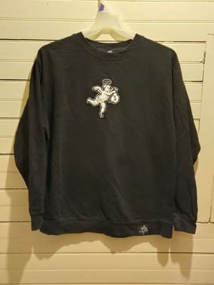 Cherub Embroidered Sweatshirt Mens XL Black Crewneck Angel Money Bag Graphic - Image 1