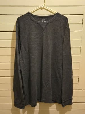 Sonoma Long Sleeve Shirt Mens XXL Tall Waffle Thermal Crewneck Gray Ribbed - Image 1