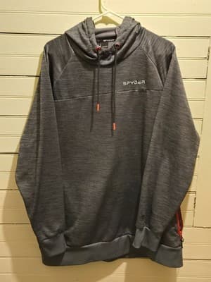 Spyder Mens XL Hoodie Pullover Gray Active Drawstring Zipper Pocket - Image 1