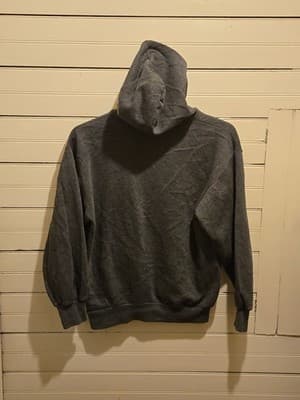 FBI Hoodie Mens M Dark Gray Pullover Sweatshirt Applique Letters Kangaroo Pocket - Thumbnail 3