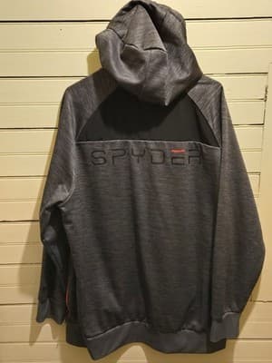 Spyder Mens XL Hoodie Pullover Gray Active Drawstring Zipper Pocket - Thumbnail 2