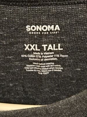 Sonoma Long Sleeve Shirt Mens XXL Tall Waffle Thermal Crewneck Gray Ribbed - Thumbnail 2