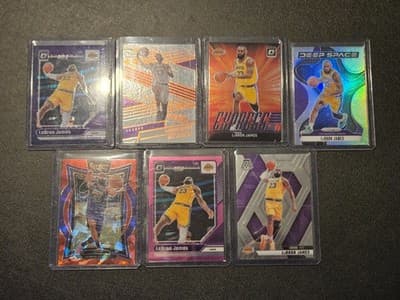 LeBron James Basketball 7 Card Lot Lakers Panini Optic Prizm Select Holo - Image 1