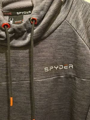 Spyder Mens XL Hoodie Pullover Gray Active Drawstring Zipper Pocket - Thumbnail 3