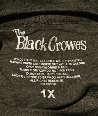 The Black Crowes Sweatshirt Mens 1X Black Graphic Crewneck Long Sleeve Band Tee - Thumbnail 2