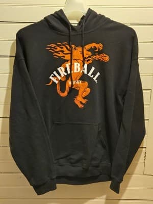 Fireball Hoodie Mens L Black Pullover Graphic Whisky Flame Logo Kangaroo Pocket - Image 1