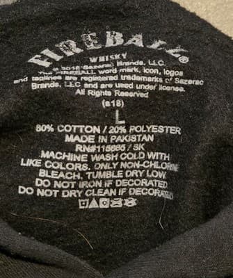 Fireball Hoodie Mens L Black Pullover Graphic Whisky Flame Logo Kangaroo Pocket - Thumbnail 2