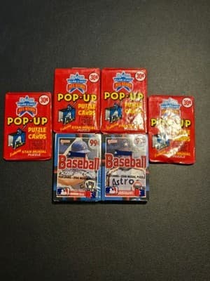 Donruss Pop Up Puzzle Cards 1987 Major League All Stars Lot of 7 Sealed Packs - Image 1