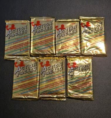 Action Packed Football Card Packs Lot 7 Sealed 1990 6 Card Collectors NFL Gold - Image 1