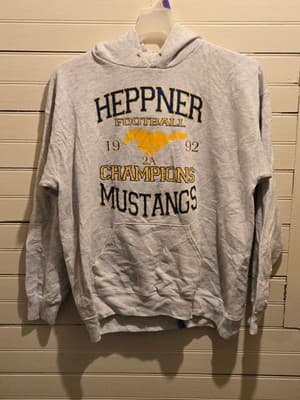 Lee Hoodie Mens XL Vintage Heppner Football 1992 Champions Mustangs Gray - Image 1