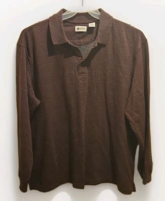 Mens XXL Haggar Dress Shirt Red Long Sleve Box Padern - Image 1