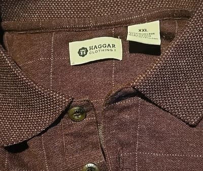 Mens XXL Haggar Dress Shirt Red Long Sleve Box Padern - Thumbnail 3