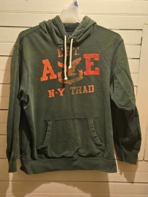 American Eagle Hoodie Mens XLT Green Vintage Pullover Eagle Graphic Fleece - Image 1