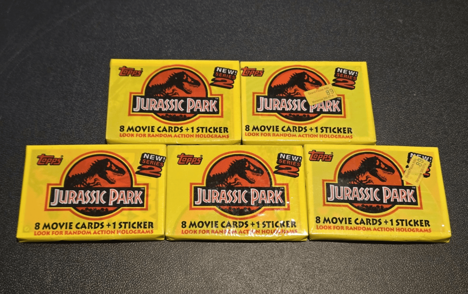 Lot of 5 Topps Jurassic Park Series 2 Trading Card Packs 1993 Sealed - Image 1
