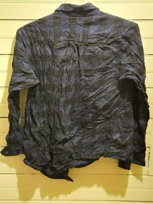 Croft & Barrow Shirt Mens M Navy Crinkle Button Up Long Sleeve Lightweight - Thumbnail 3