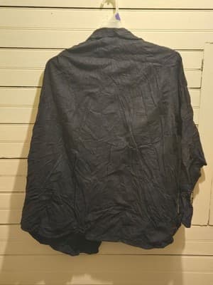 Faded Glory Shirt Mens 3XL Long Sleeve Cotton Button Up Casual Oversized Navy - Thumbnail 3