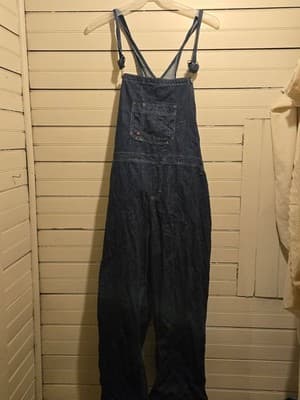 Dickies Denim Overalls Womens Wide Leg Utility Pockets Adjustable Straps - Image 1