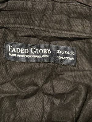 Faded Glory Shirt Mens 3XL Long Sleeve Cotton Button Up Casual Oversized Navy - Thumbnail 2