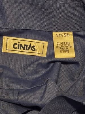 Cintas Work Shirt Mens 17.5 SS Button Down Blue Embroidered Logo First Transit - Thumbnail 2