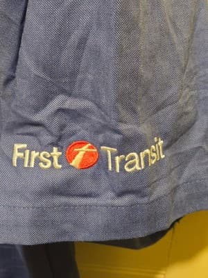 Cintas Work Shirt Mens 17.5 SS Button Down Blue Embroidered Logo First Transit - Thumbnail 3